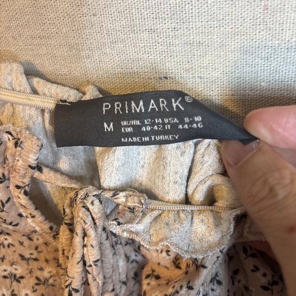 Primark Pink Floral Crop Top Medium Off Shoulder Long Sleeve Fairy Boho Peasant‎ - Picture 4 of 8